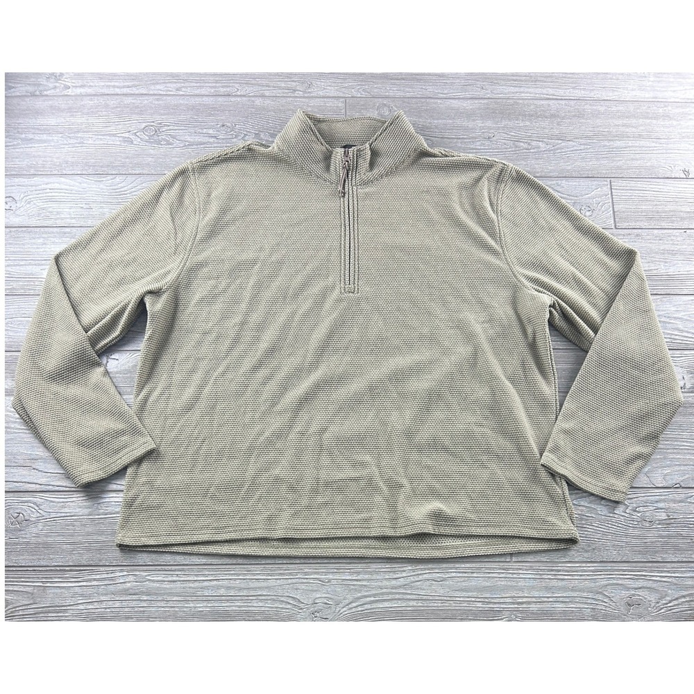Mountain Khakis Mens XXL 1/4 Zip Waffle Grid Pullover Olive Green Long Sleeve